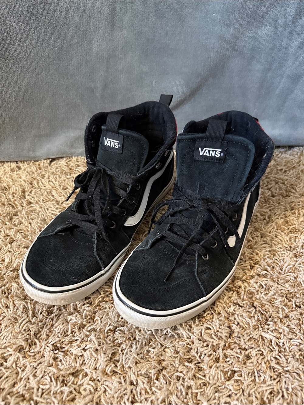 Vans Black and White Mid-Top Skate Sneakers